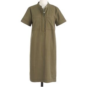 J. Crew Women’s Medium Fatigue Shirtdress Olive Green Army Green‎ Short Sleeves
